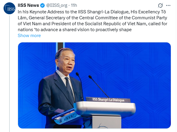 Ảnh chụp Trang chủ IISS đưa tin